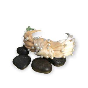 Στέκα βελούδινη με περλες (μπεζ)