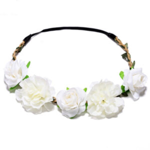 Πλεξούδα λαστιχάκι με λουλούδια άσπρα