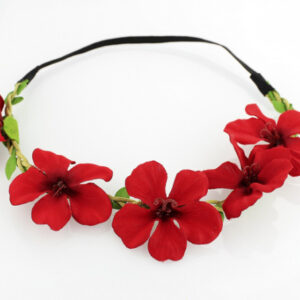 Πλεξούδα λαστιχάκι με κόκκινα λουλούδια