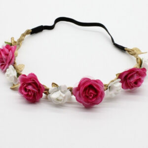 Πλεξούδα λαστιχάκι με λουλούδια ροζ και άσπρα