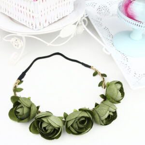 Πλεξούδα λαστιχάκι με πράσινα λουλούδια