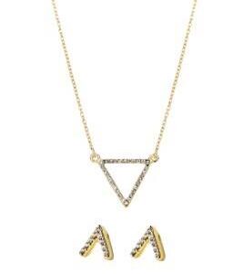 Pierre Cardin κολιέ , σκουλαρίκια χρυσα  με σχήμα τριγώνου