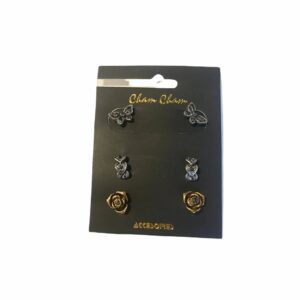 Σκουλαρίκια  σετ των 3 ( πεταλουδίτσες - κρικακι με καρδίες - λουλουδάκια )