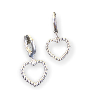 Σκουλαρίκια κρεμαστά άσημη καρδιά