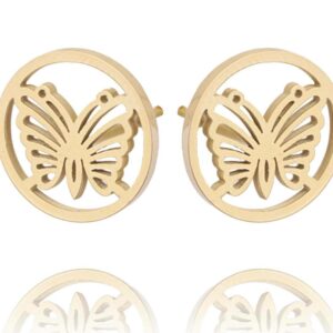 Σκουλαρίκια κουμπωτά πεταλούδες ατσάλινα