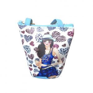 Τσαντάκι μπλε με καρδιές