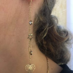 Σκουλαρίκια κρεμαστά με καρδιά και αστέρι από ατσάλι