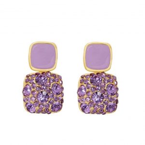 Σκουλαρίκια μωβ κρεμαστά