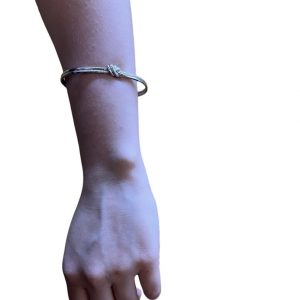 Βραχιόλι χειροπέδα ασημί διπλή λωρίδα