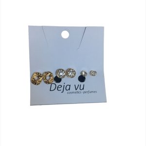 Σκουλαρίκια σετ 3 ζευγάρια χρυσά σε διαφορά σχέδια με διαμάντια