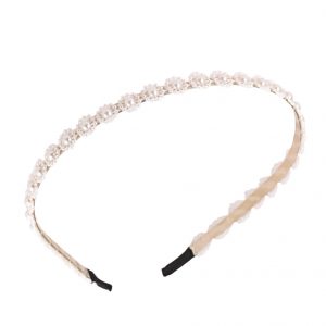 Στέκα λευκή με λουλουδάκια και πέρλες