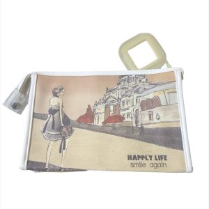 Νεσεσέρ λευκό/μπεζ με καθρεφτάκι HAPPLY LIFE smile again