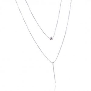 Κολιέ ατσάλι με διπλή αλυσίδα άσημη