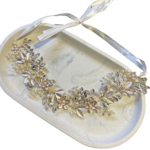 Στεφάνι για νύφη gold rose με πέρλες