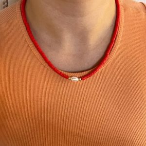 Κολιέ κοκκινο με πέρλα