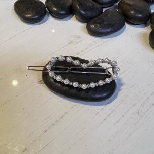 Τσιμπιδάκι μαλλιών καρδιά ασημί με πέρλες