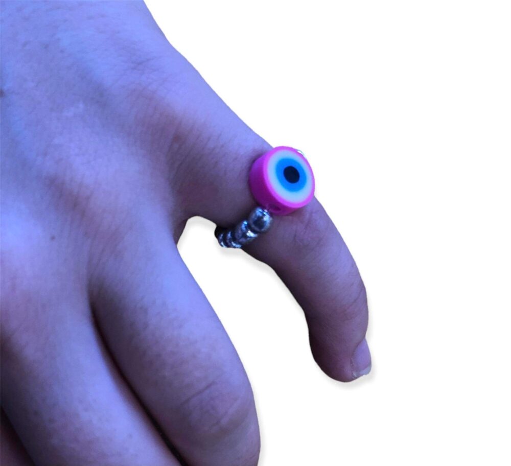 Παιδικό χειροποίητο δαχτυλίδι με πάντες και ματάκι