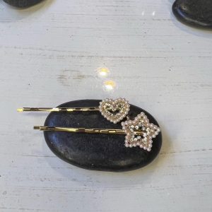 Τσιμπιδακια μαλλιών σετ 2 με σχέδιο καρδιά και αστέρι ( χρυσο )