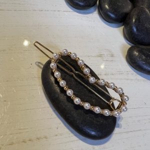 Τσιμπιδάκι μαλλιών καρδιά χρυσό με πέρλες