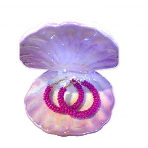 Χειροποίητα σκουλαρίκια με φούξια χάντρες