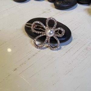 Τσιμπιδάκι χρυσο λουλούδι με πέρλα