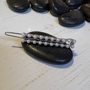 Τσιμπιδάκι μαλλιών ασημί με πέρλες