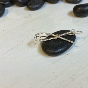 Τσιμπιδάκι μαλλιών χρυσό με διαμάντια και πέρλα