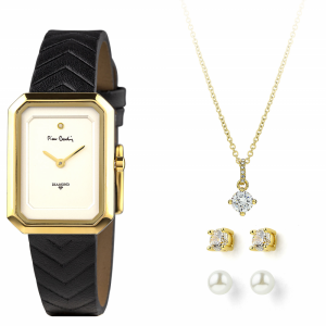 Pierre Cardin Gift Set Watch &a Necklace & Earrings PCDX8381L20 Women Gold
