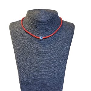 Χειροποίητο κολιέ ματάκια φτου  κοκκινο