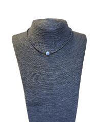 Χειροποίητο κολιέ ματάκια φτου μαύρο ιριδίζον