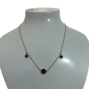 Κολιέ με μαύρα ζιργκον επιχρυσωμένο ατσάλι χρυσο
