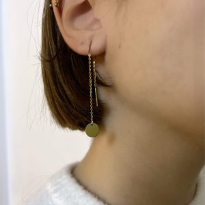 Σκουλαρίκι διπλό μπρούτζο χρυσό