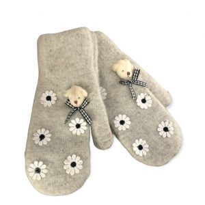 Παιδικά γάντια γκρι με αρκουδάκι