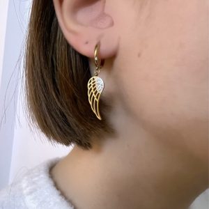 Σκουλαρίκια κρίκος με κρεμαστό φτερό