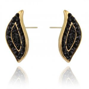 Σκουλαρίκια κυμα με μαύρα ζιρκόνια