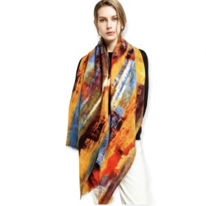 Φουλάρι πορτοκαλί με χακί