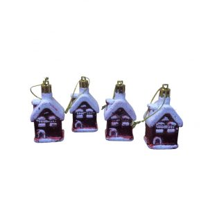 Χριστουγεννιάτικα κρεμαστά δέντρου σπιτάκια 4 τμχ