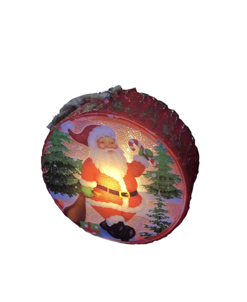 Χριστουγεννιάτικο κρεμαστό στολίδι  με led φως  κόκκινο Άγιος Βασίλης