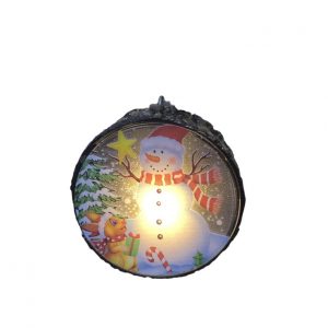 Χριστουγεννιάτικο κρεμαστό στολίδι  με led φως Καφέ χιονάνθρωπος