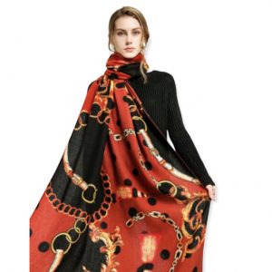 Φουλάρι κόκκινο/μαυρο αλυσίδα