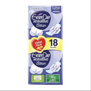 Σερβιέτες Sensitive With Cotton Super Ultra Plus Value Pack 18psc