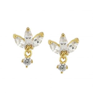 Σκουλαρίκια κρεμαστά με ζιργκον και πέτρες χρυσά