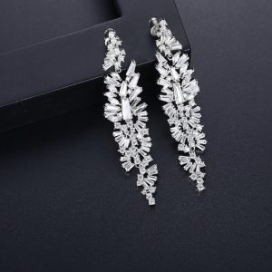 Σκουλαρικια κρεμαστα με ζιργκον και κρύσταλλά  ασημι