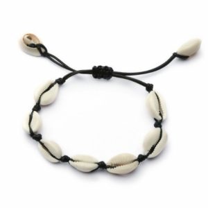 Βραχιόλι χεριού/ποδιού με μαυρο κορδόνι και κοχύλια