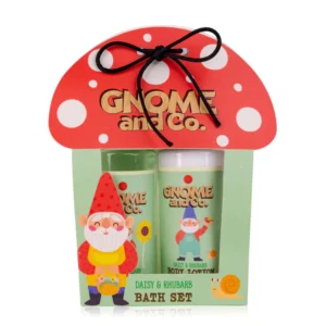 Gnome and co daisy & rhubarb bath set 1